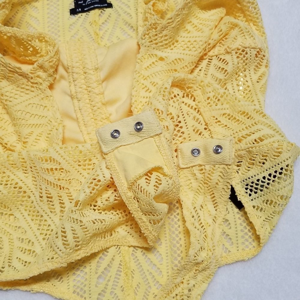 URBAN Outfitters Out From Under Cameron Yellow Crochet Cutout Bodysuit Medium - Picture 5 of 12